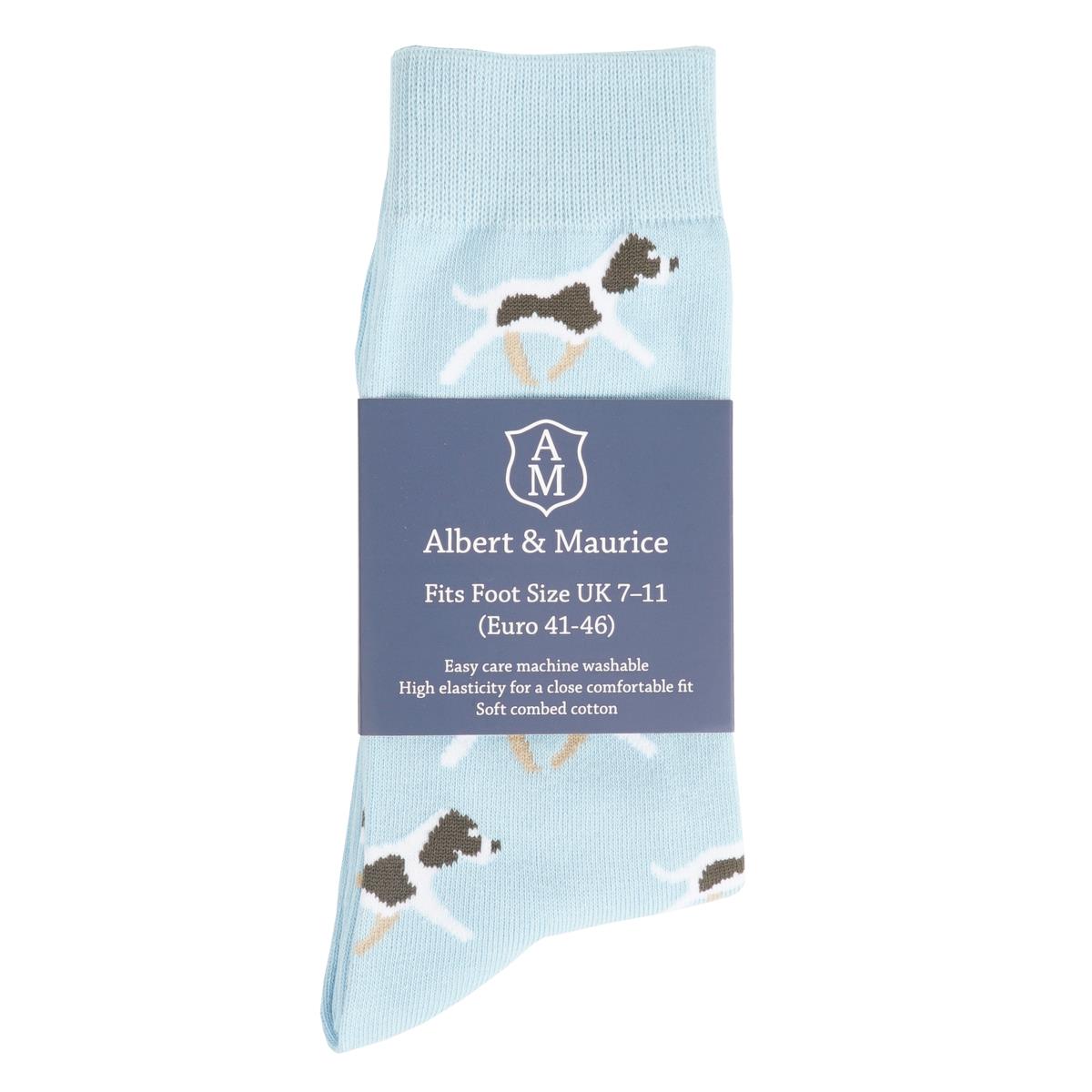 Light Blue Packed Albert and Maurice Mens Dog Socks