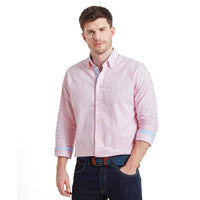 Light Pink Schoffel Mens Holt Soft Oxford Tailored Shirt On Model