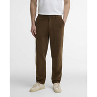 DARK SAND Barbour Mens Washed Stretch Twill Tailored Fit Trouser FRONT
