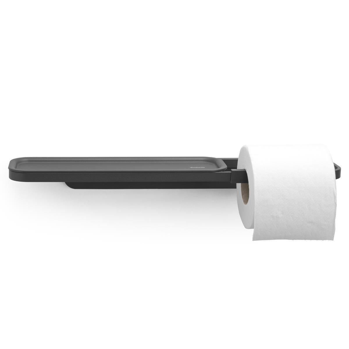 Brabantia MindSet Toilet Roll Holder with Shelf Mineral Infinite Grey Front with Toilet Roll