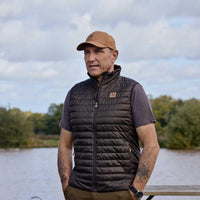 Willow Green/Shadow Brown Harkila Mens Kalix HSP Reversible Waistcoat On Vinnie Jones