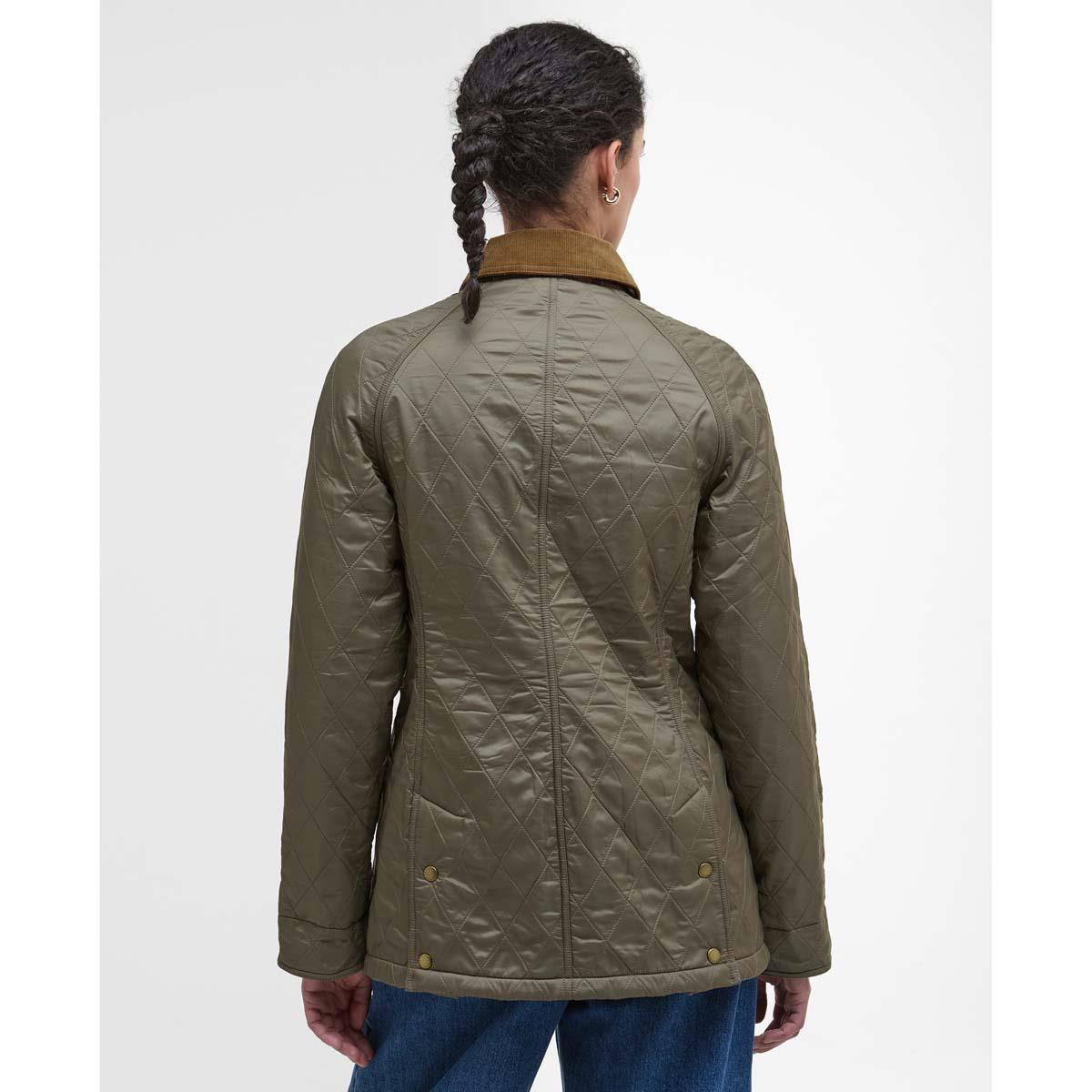 Military Brown Barbour Womens Beadnell Polarquilt Jacket Back