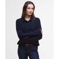 Navy Barbour Womens Norham Knitted Jumper On Model