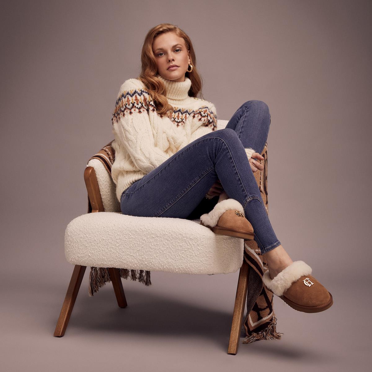 Holland Cooper Womens Shearling Slipper