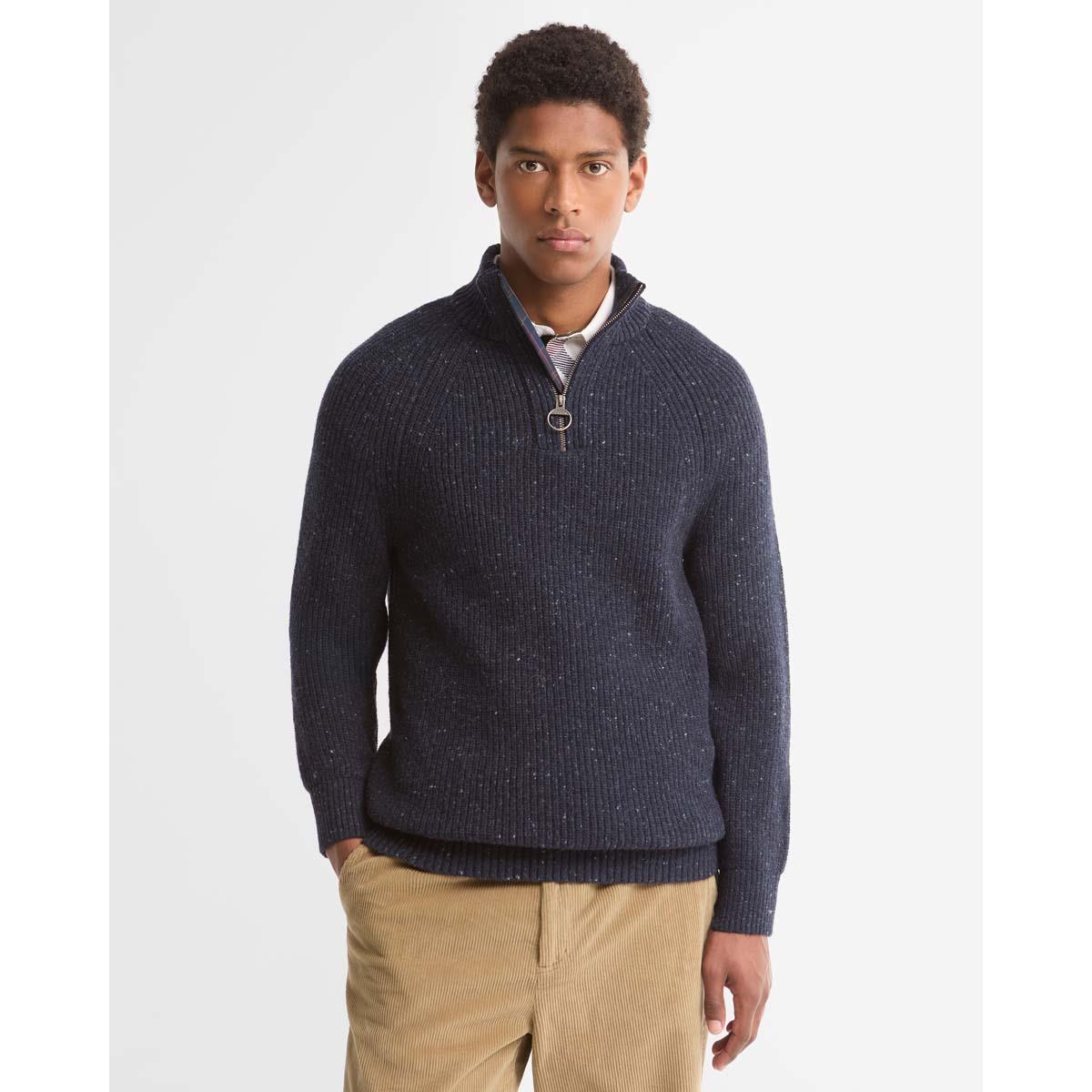Barbour Mens Essential Fleck Half Zip Jumper
