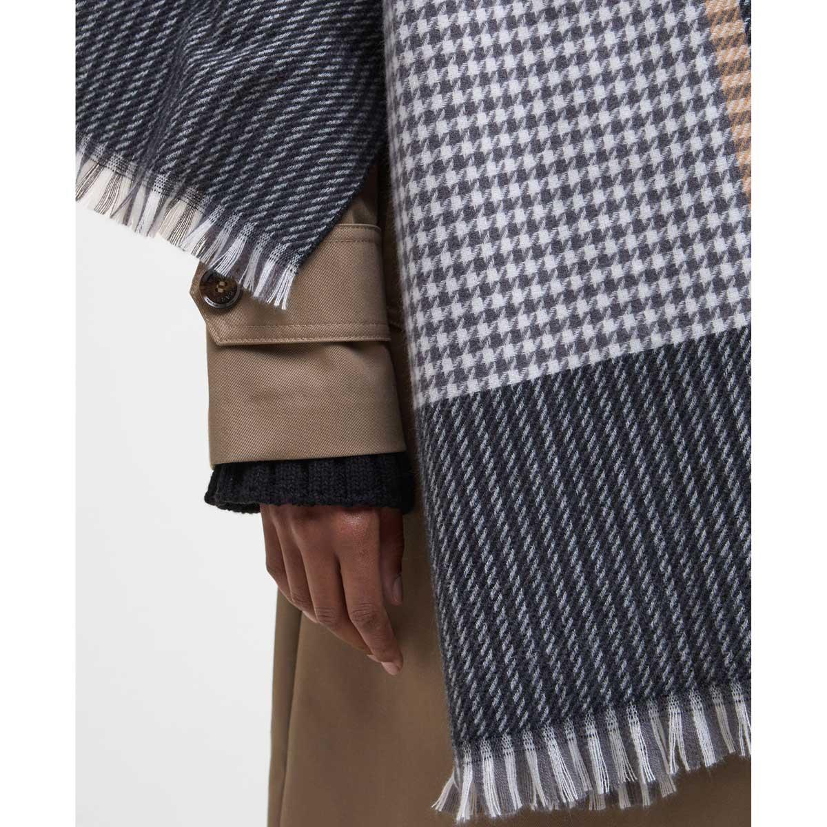 Charcoal Barbour Womens Melody Scarf close up
