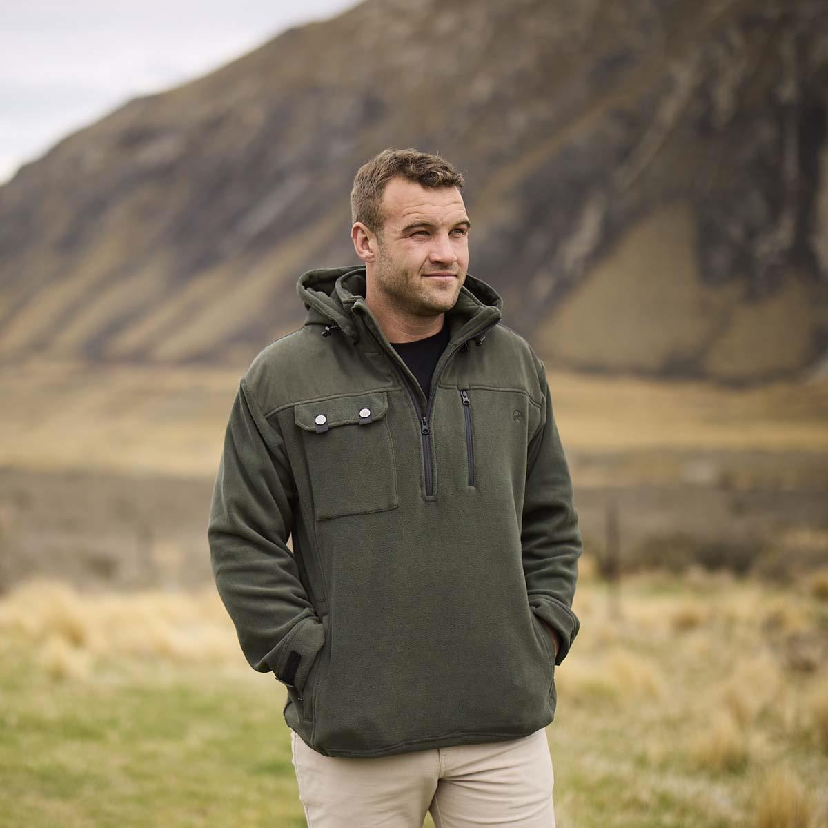 Olive Swanndri Mens High Rock Technical Fleece Hoody Lifestyle