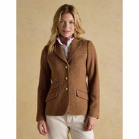 Brown Herringbone Joules Womens Canterly Tweed Hacking Jacket On Model