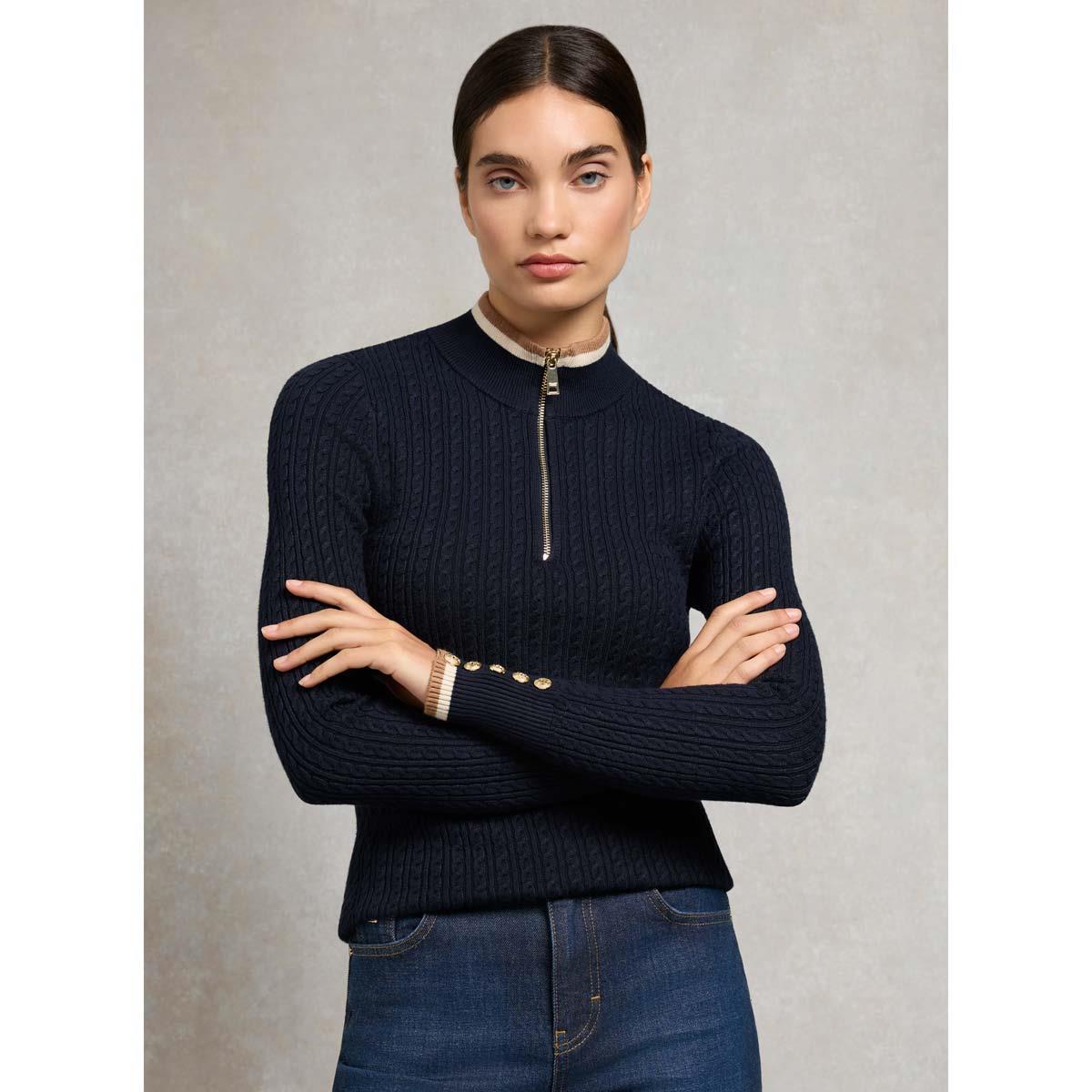 Holland Cooper Womens Zoe Quarter Zip Knit Jumper
