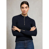 Ink Navy Holland Cooper Womens Zoe Quarter Zip Knit Jumper On Model