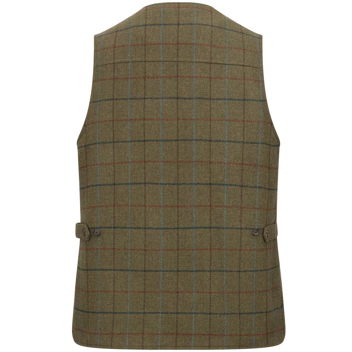 Green/Blue Hoggs Of Fife Mens Kingussie Tweed Field Waistcoat Back