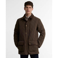 Dark Olive Barbour Mens Thursby Polarquilt Jacket On Model