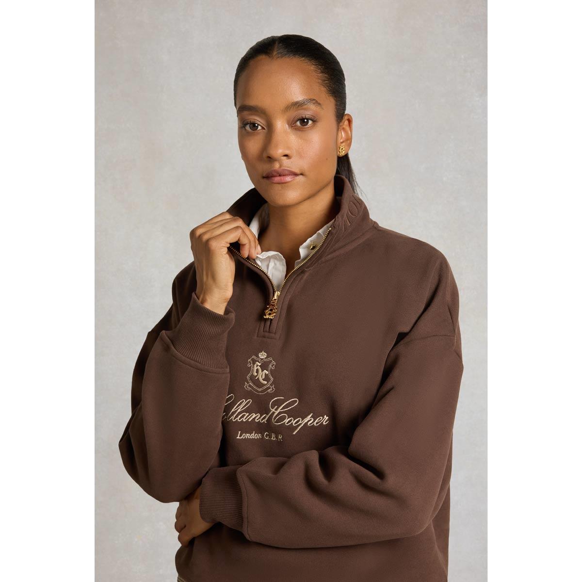 Holland Cooper Womens Essential Relaxed Quarter Zip Sweatshirt