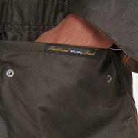 Olive Barbour Classic Durham Wax Jacket Pocket Detail