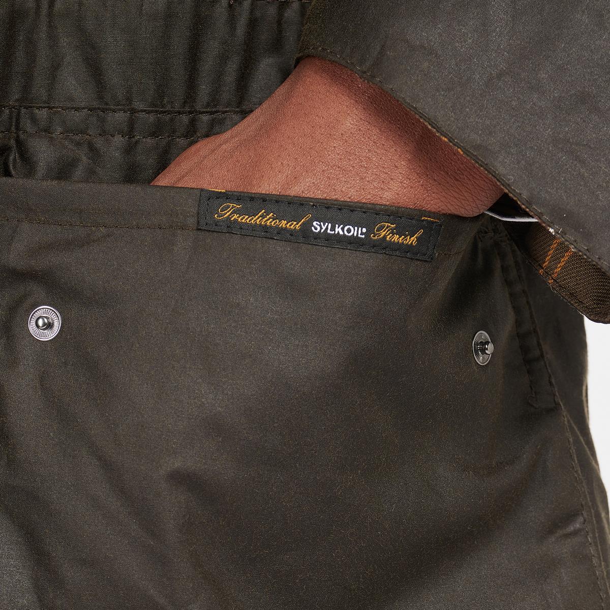 Olive Barbour Classic Durham Wax Jacket Pocket Detail