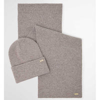 Taupe Barbour Womens Beanie and Scarf