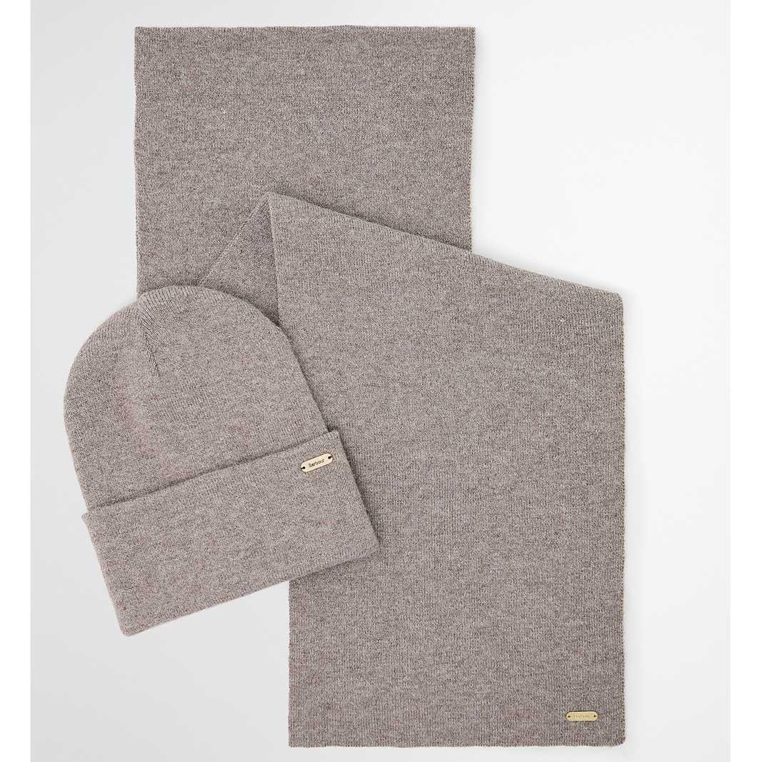 Taupe Barbour Womens Beanie and Scarf