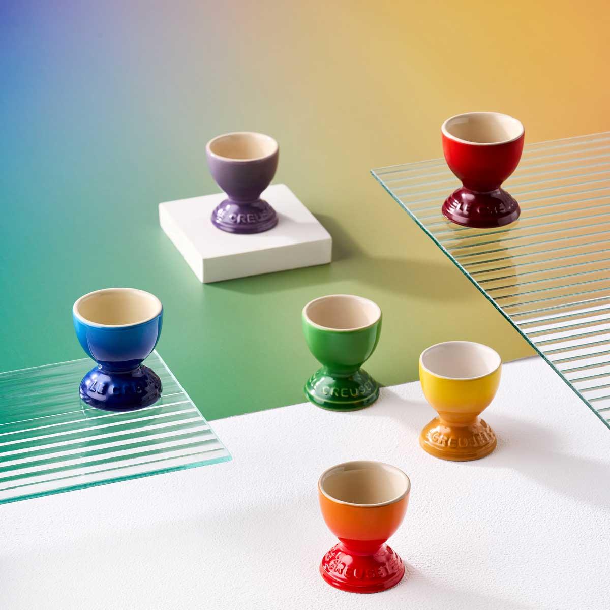 Le Creuset Stoneware Set of 6 Rainbow Egg Cups Lifestyle