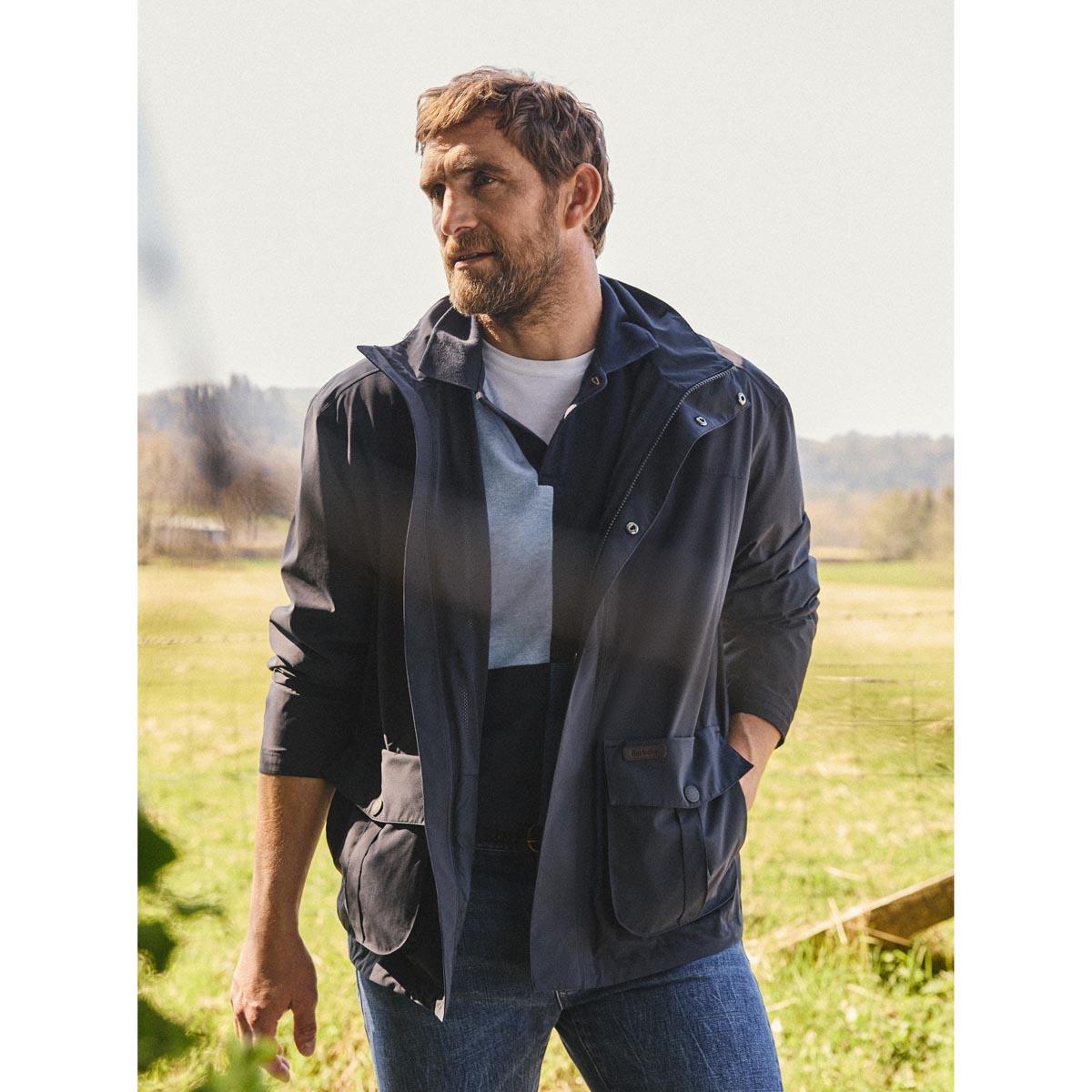Navy Barbour Mens Sander Waterproof Jacket SS26 Lifestyle