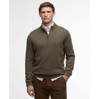 Olive Barbour Mens Kelson Half Zip Knitted Sweater Front