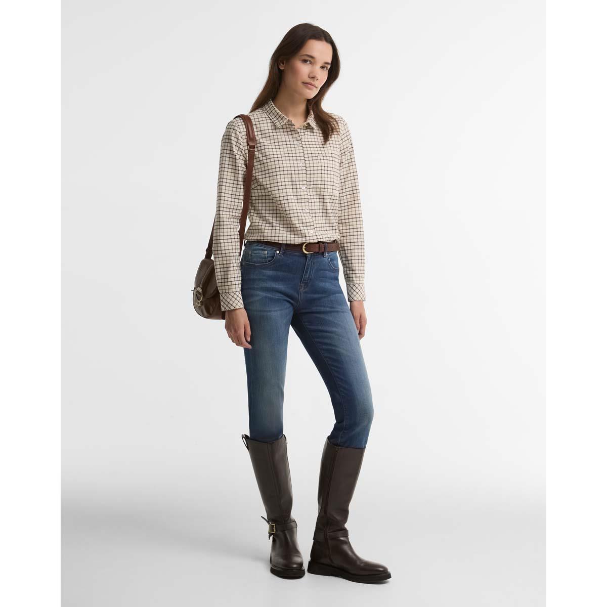Birch Tattersall Barbour Womens Woodside Check Shirt ON MODEL