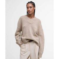 Oat Barbour Womens Antonia Knitted Jumper On Model