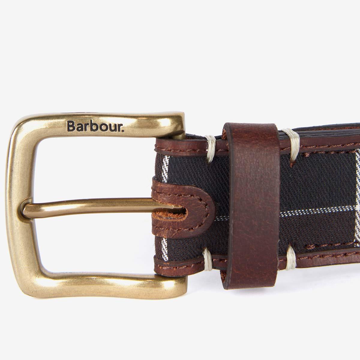 Barbour Mens Tartan/Leather Belt