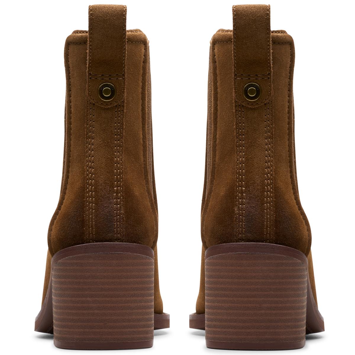 Walnut Suede Clarks Womens Chamberly Top Boot Back