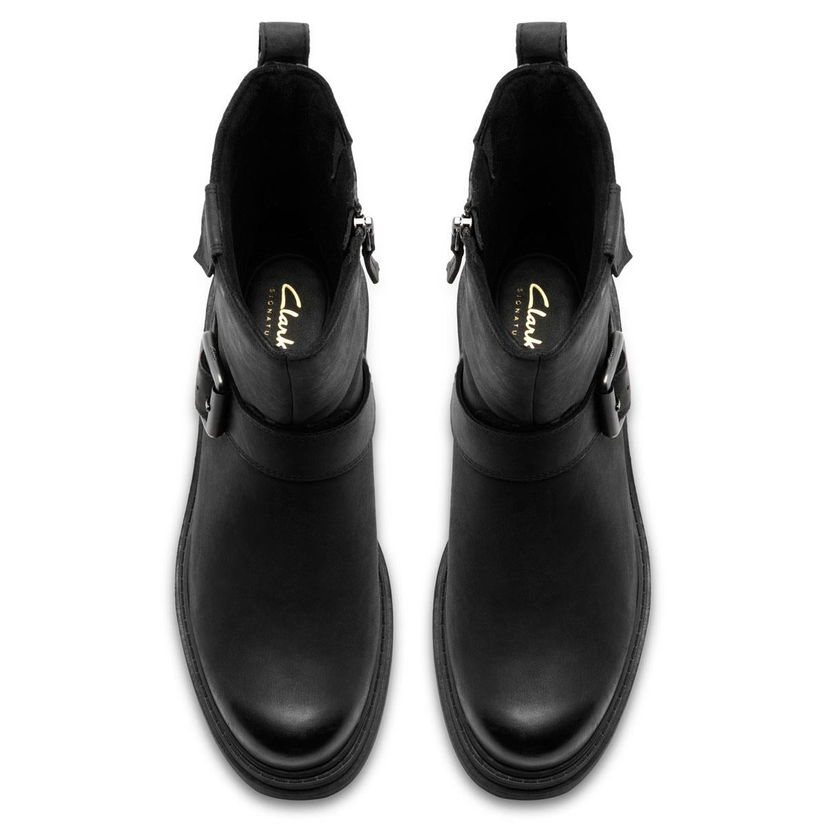 Black Leather Clarks Womens Orinoco3 Bay Boot Top View