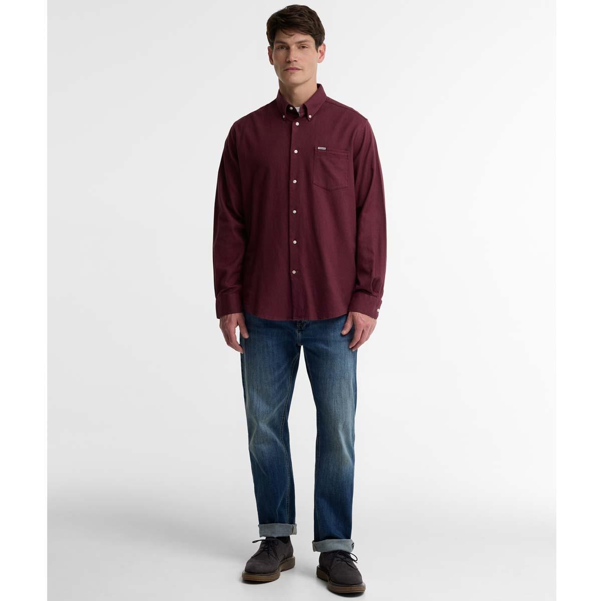 Dark Bordeaux Barbour Mens Sparrowhill Regular Fit Shirt ON MODEL