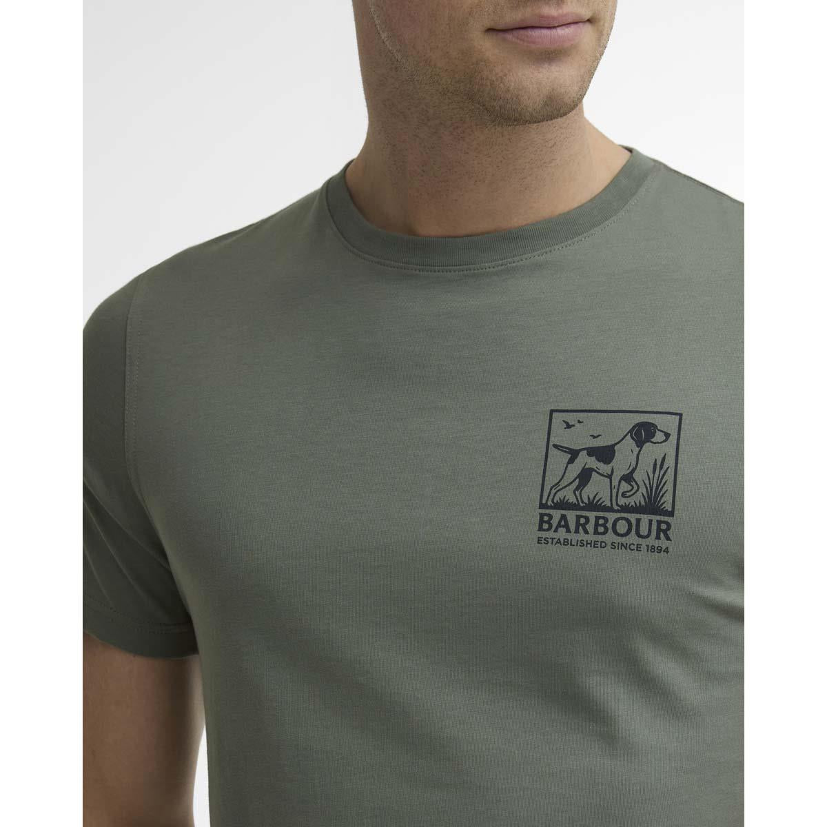 Agave Green Barbour Mens Setter Graphic Tailored T-Shirt LOGO
