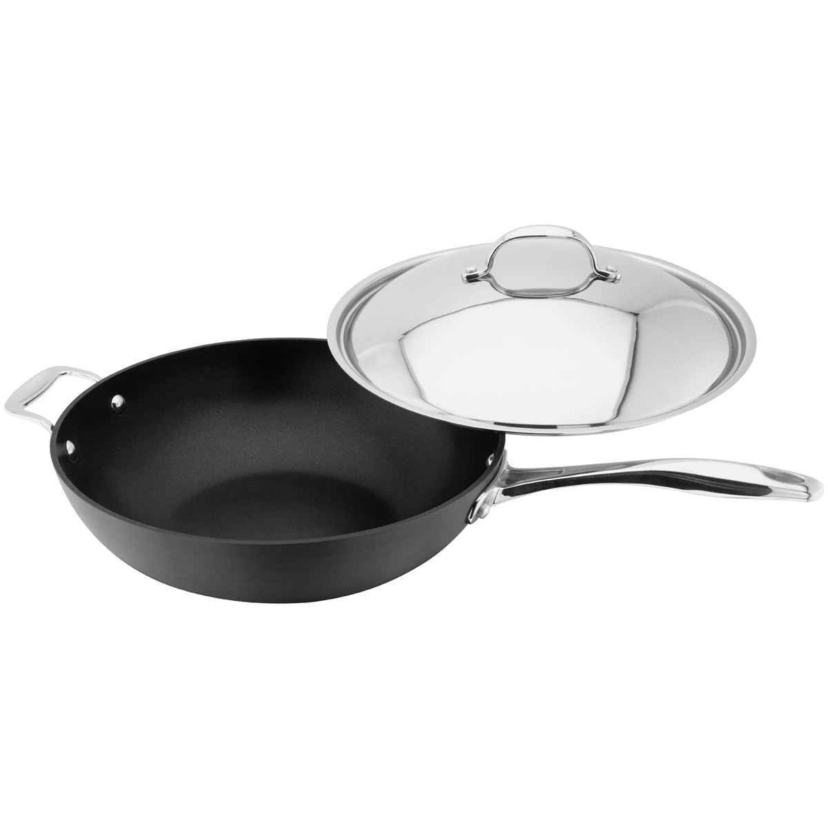 Stellar Hard Anodised Non-Stick Wok Open