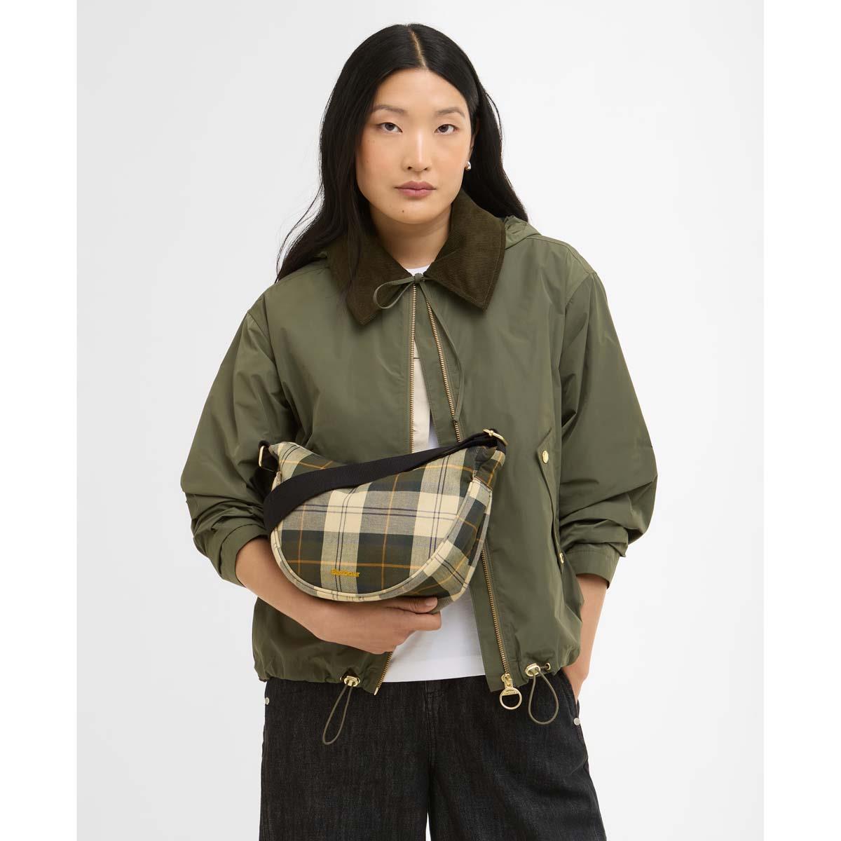 Ancient tartan Barbour Mia Sling Bag ON MODEL