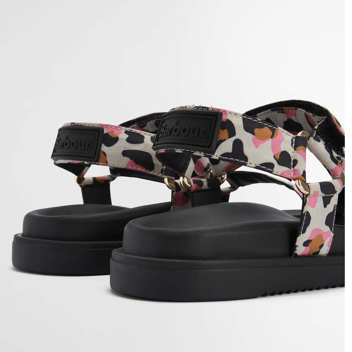 Leopard Print Barbour Womens Caitlin Sandal heel