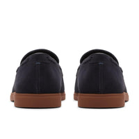 Navy Suede Clarks Mens Torford Tassel Shoe Back