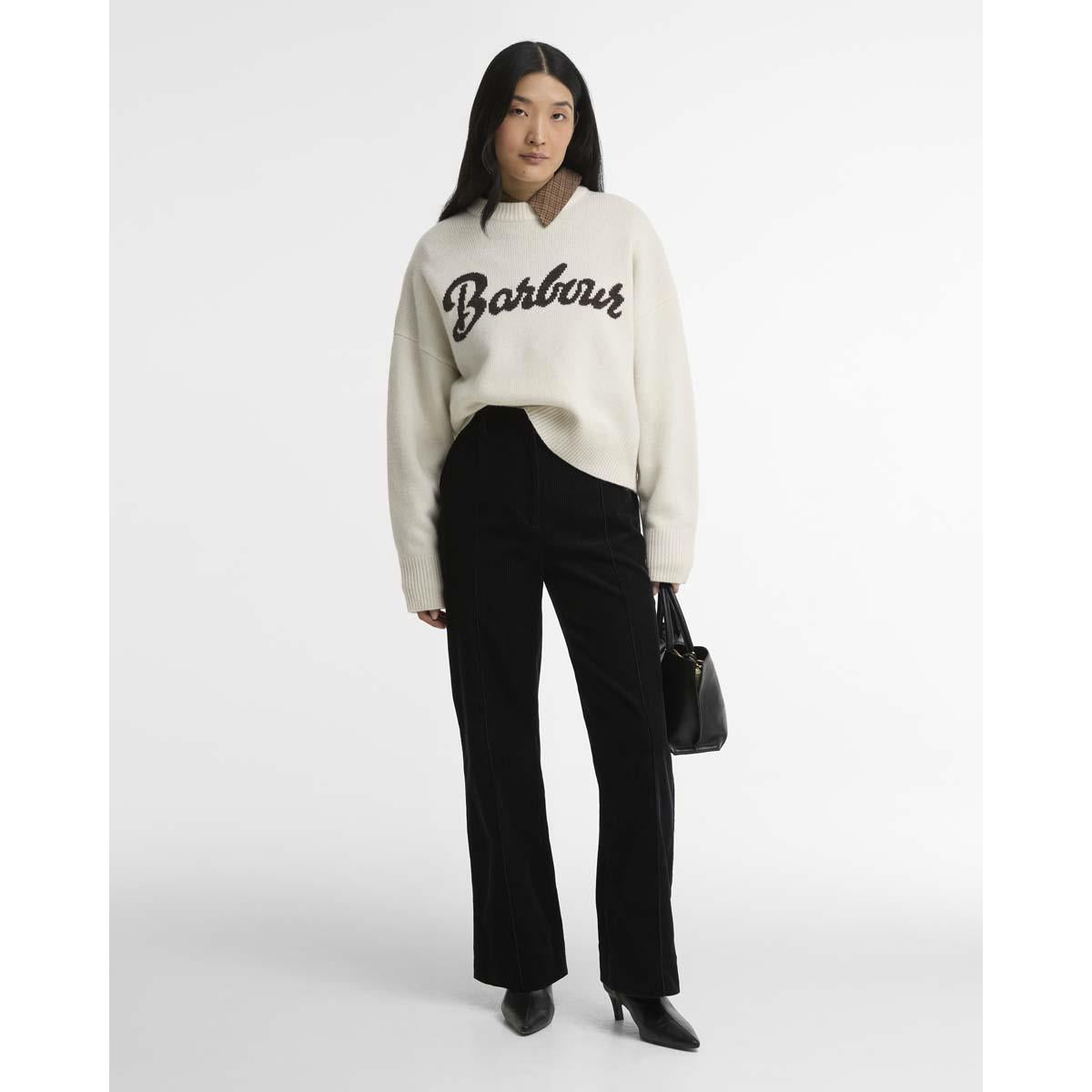 ECRU Barbour Womens Ivybridge Knitted Jumper  ON MODEL