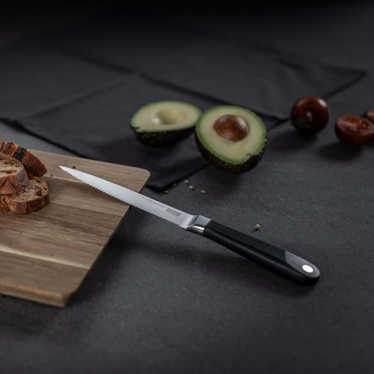 Kuhn Rikon Culinary Forged Utility Knife Serrated Lifestyle Detail