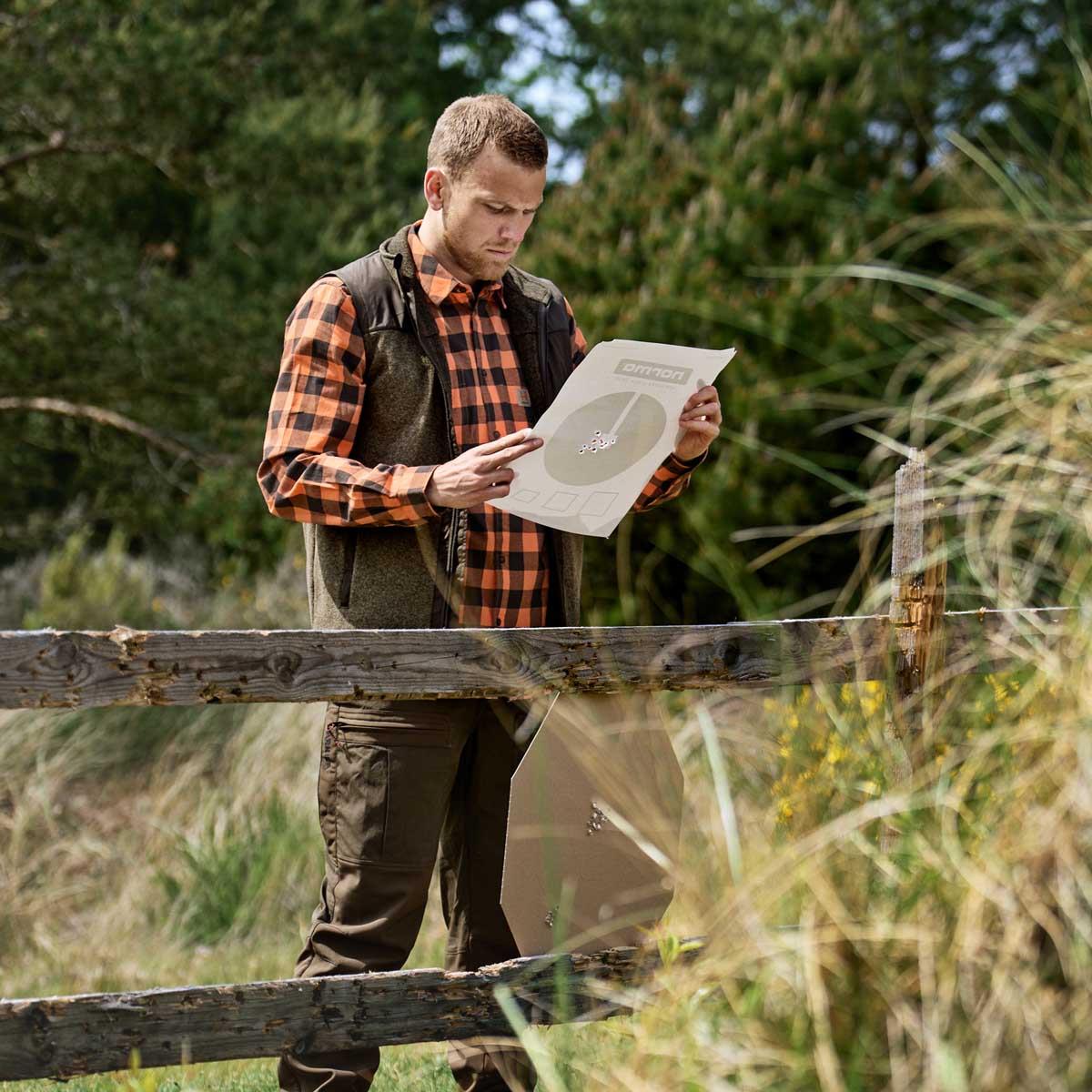 Willow Green/Shadow Brown Harkila Kalix Fleece Waistcoat On Model
