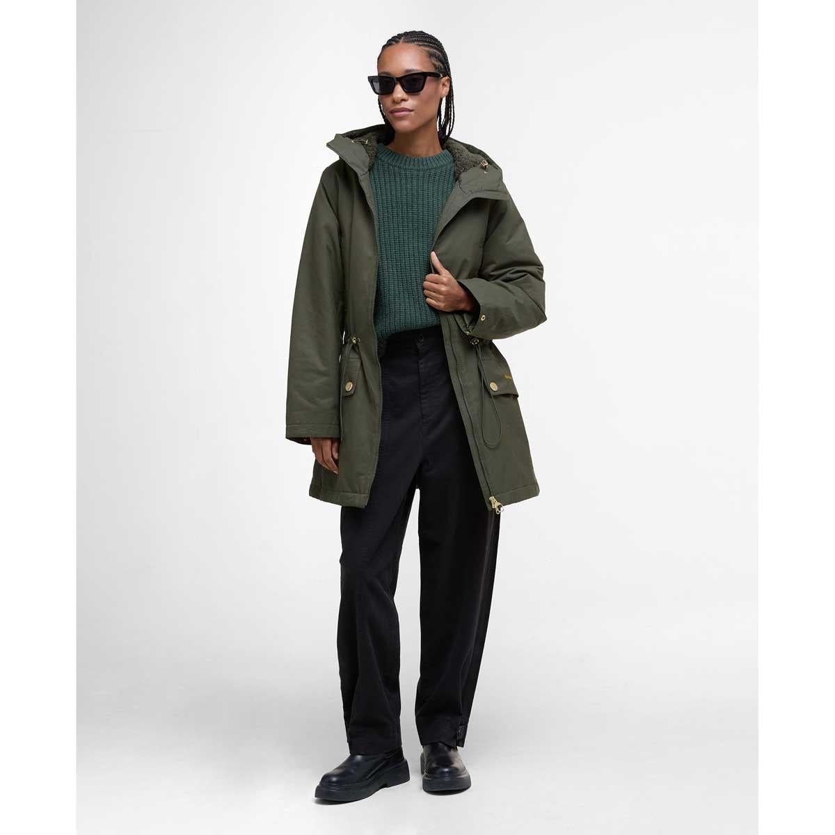 Olive/Ancient Barbour Womens Inola Showerproof Jacket model