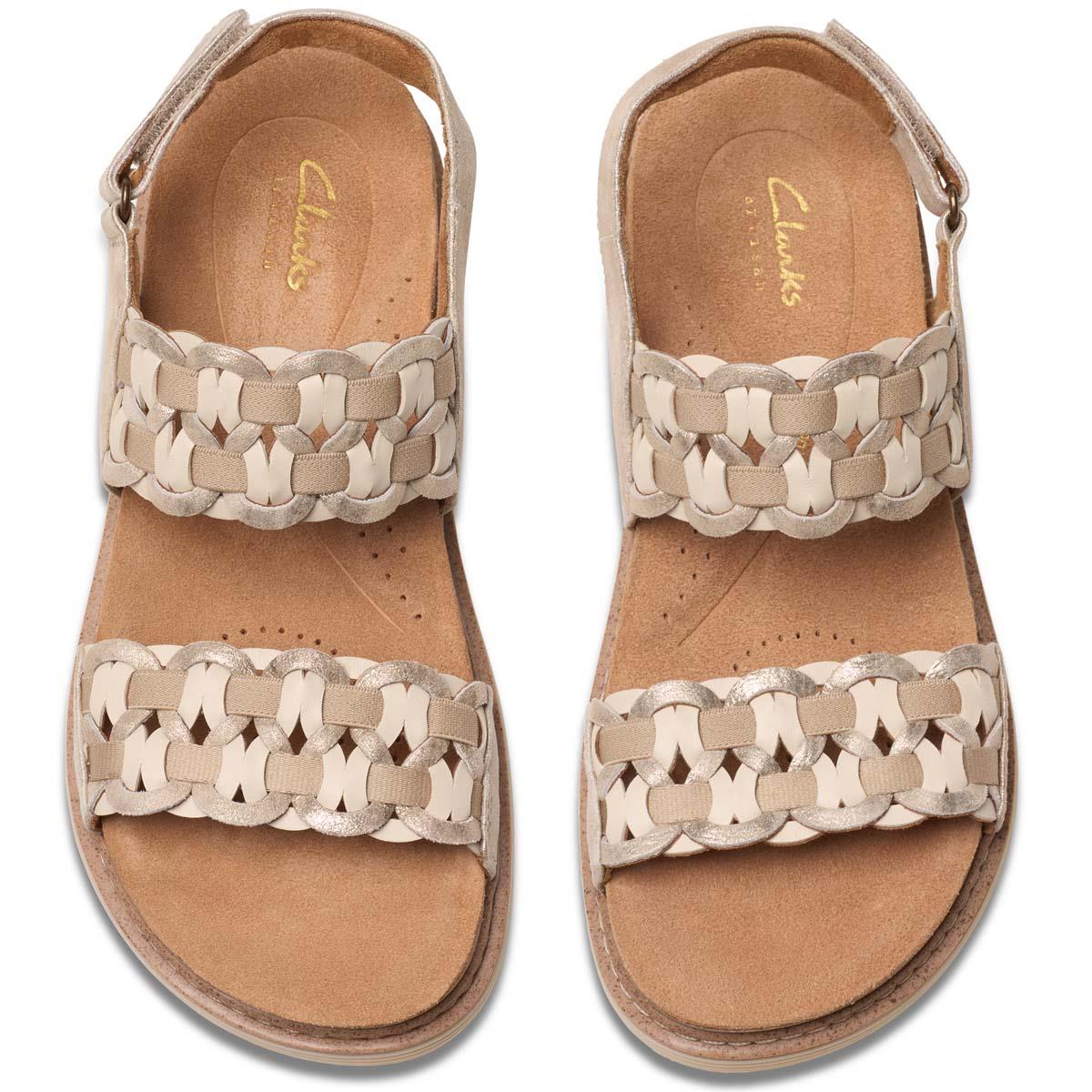 Metallic Combi Clarks Womens Arwell Glide Sandals Top View