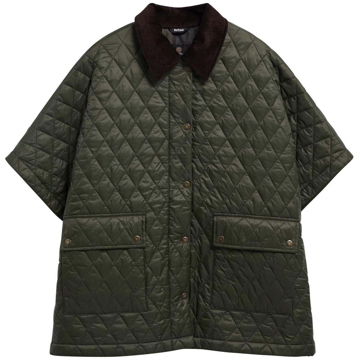Olive/Shadow Classic Barbour Womens Mildred Quilted Cape