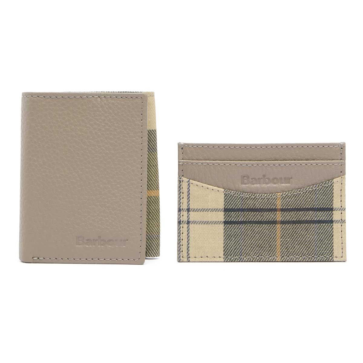 Barbour Cresswell Leather Trifold and Card Holder Gift Set