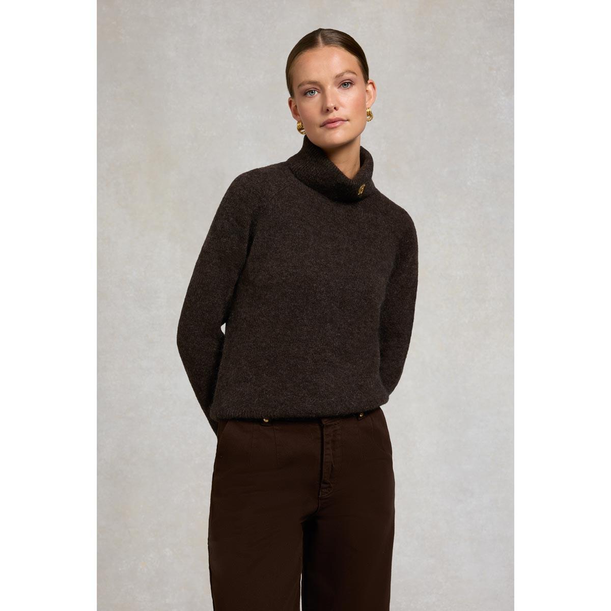 Chocolate Holland Cooper Womens Tori Knit Jumper On Model