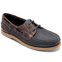 Navy Nubuck/Brown Waxy Leather Loake Mens Padstow Deck Shoe