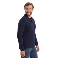 Navy Schoffel Mens St Ives Long Sleeve Polo Shirt SIDE