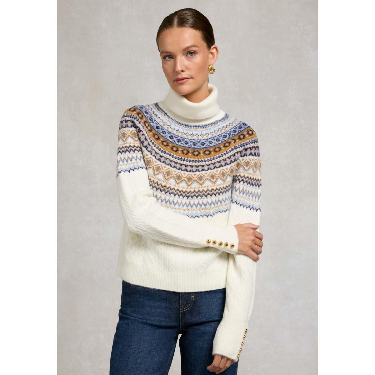 Holland Cooper Womens Rebecca Roll Neck Fair Isle Knit Jumper