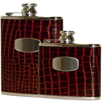 Bisley Brown Croc Leather Flask