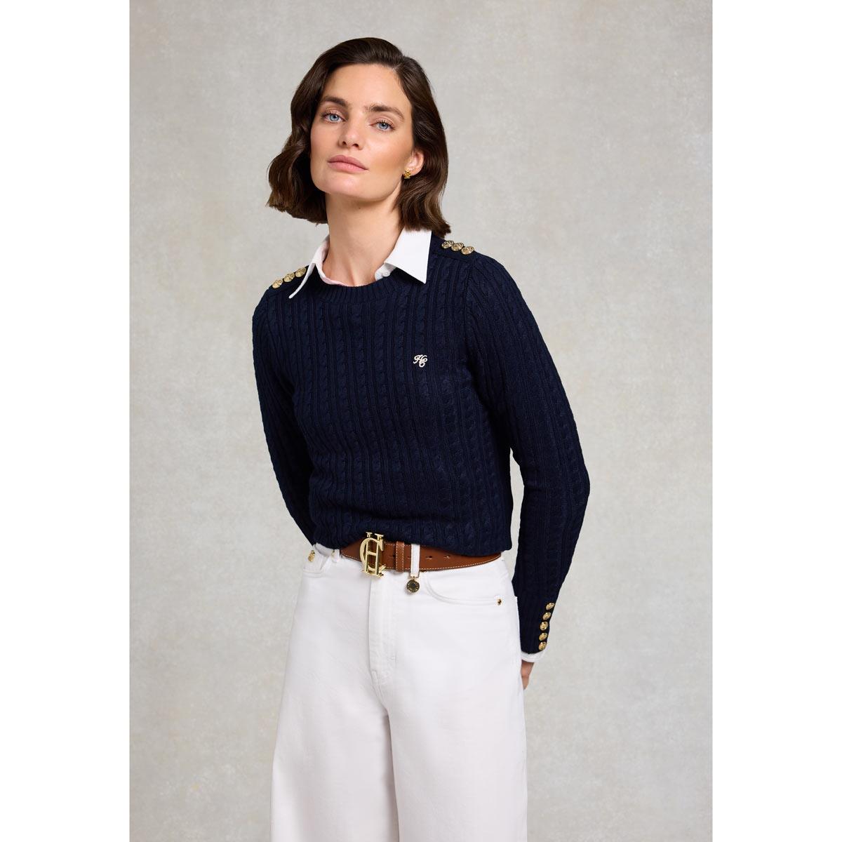 Holland Cooper Womens Seattle Cable Crew Neck Knitted Jumper