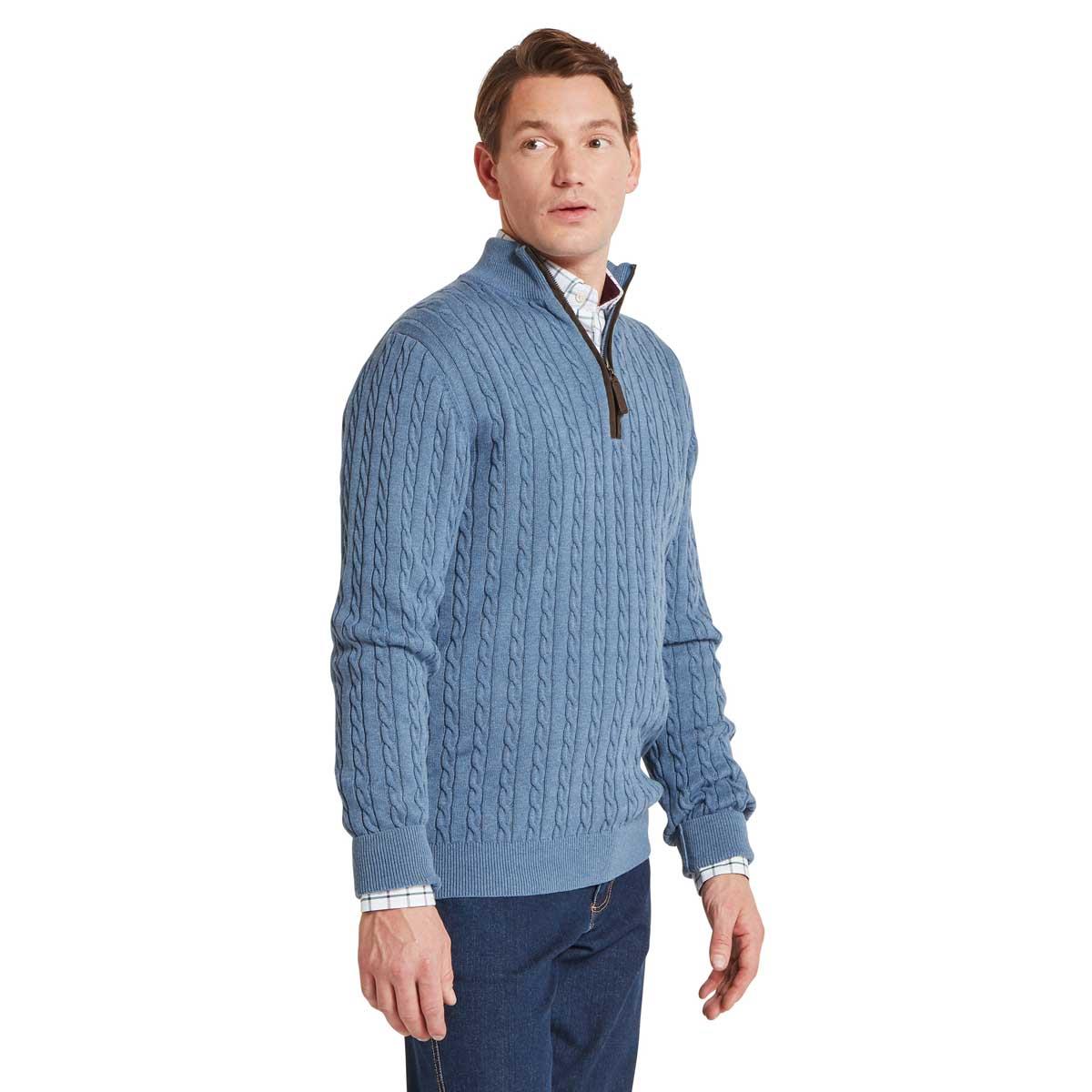 Schoffel Calton Cotton Cashmere Cable 1/4 Zip Jumper