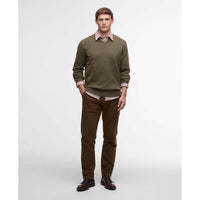 Olive Barbour Mens Kelson V-Neck Knitted Sweater On Model